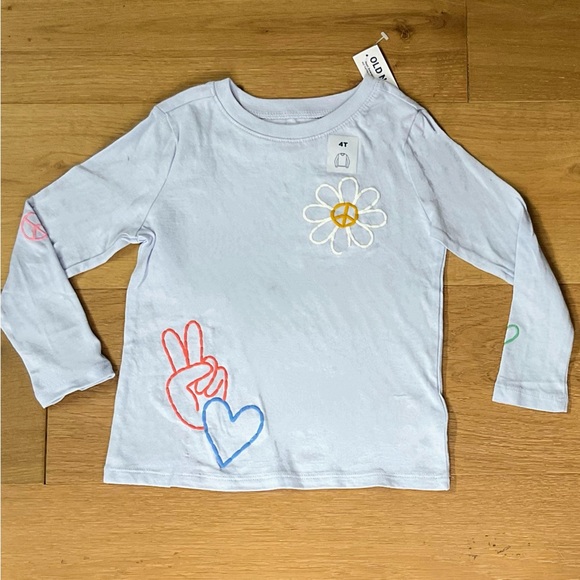 NWT Old Navy Girls 4T LS Graphic Tee - Light blue - Picture 1 of 5